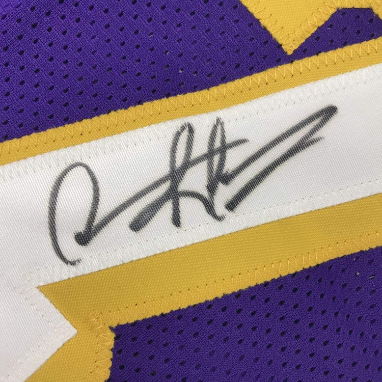 Framed Autographed/Signed Dennis Rodman 33x42 Los Angeles LA Purple Basketball Jersey JSA COA