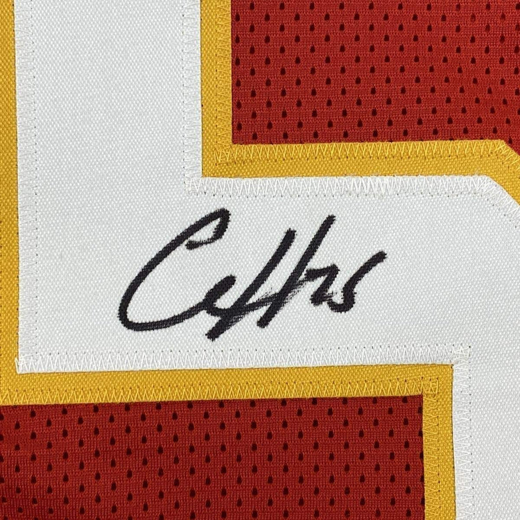 Framed Autographed/Signed Clyde Edwards-Helaire 33x42 Kansas City Red Football Jersey Beckett BAS COA