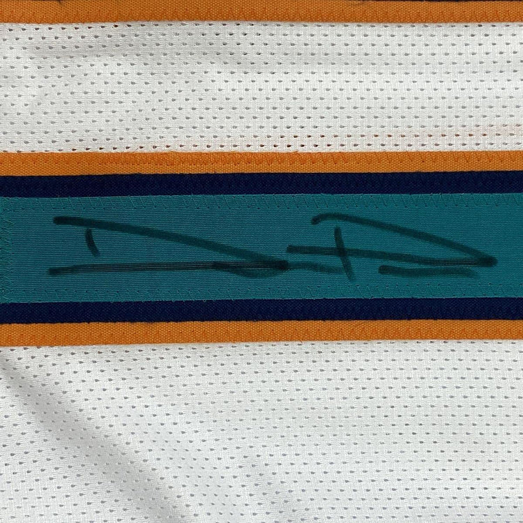 Framed Autographed/Signed Devante Parker 33x42 Miami White Football Jersey JSA COA