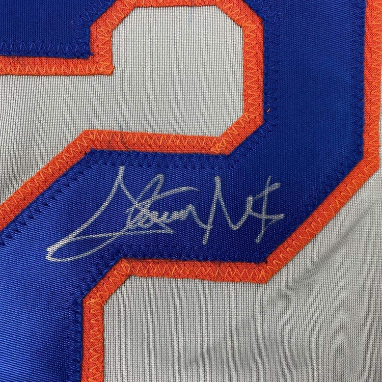 Framed Autographed/Signed Steven Matz 33x42 New York Grey Baseball Jersey JSA COA