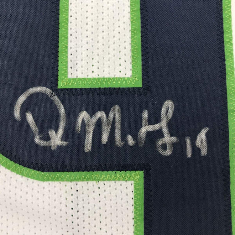 Framed Autographed/Signed DK D.K. Metcalf 33x42 Seattle White Football Jersey JSA COA