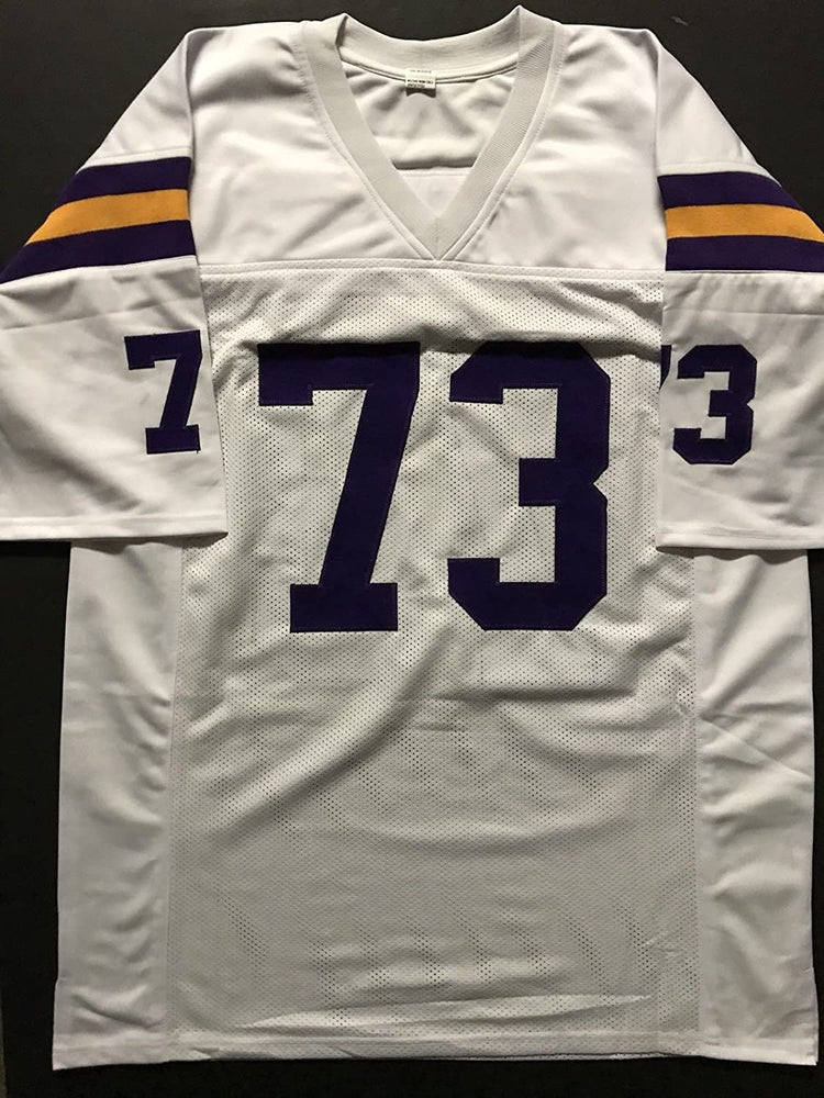 Autographed/Signed Ron Yary"HOF 01" Minnesota White Football Jersey JSA COA