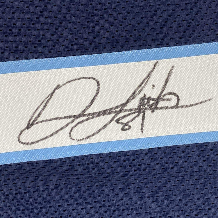 Framed Autographed/Signed Jonnu Smith 33x42 Tennessee Dark Blue Football Jersey Beckett BAS COA