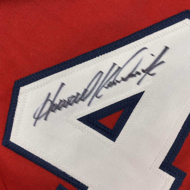Autographed/Signed Howie Kendrick Washington Red Baseball Jersey JSA COA