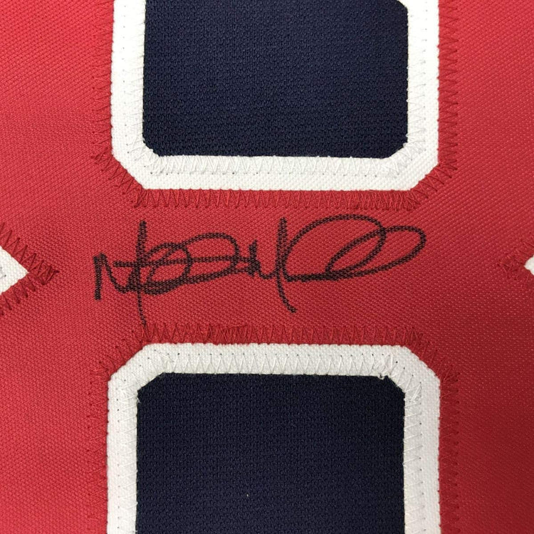 Autographed/Signed Mitch Moreland Boston Blue Baseball Jersey JSA COA