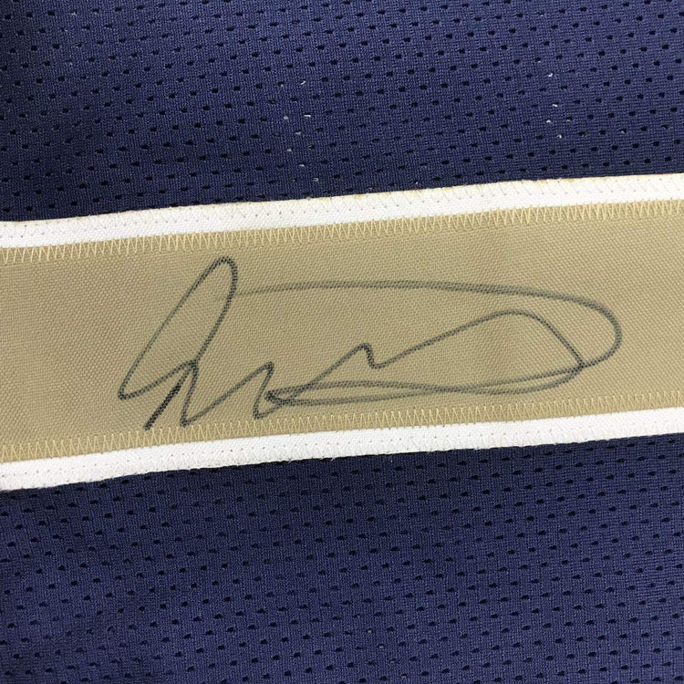 Framed Autographed/Signed Todd Gurley II 33x42 Los Angeles LA Rams Dark Blue Football Jersey Beckett BAS COA