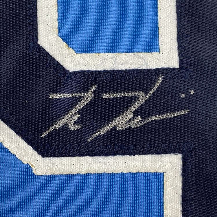 Framed Autographed/Signed Kevin Kiermaier 33x42 Tampa Bay Light Blue Baseball Jersey PSA/DNA COA