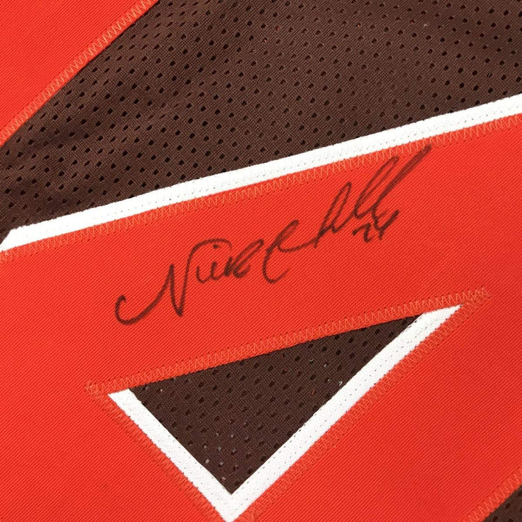 Autographed/Signed Nick Chubb Cleveland Football Brown Jersey JSA COA