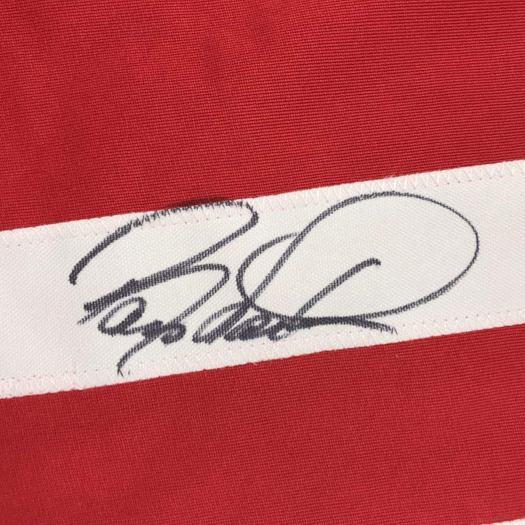 Autographed/Signed Barry Larkin Cincinnati Red Baseball Jersey JSA COA