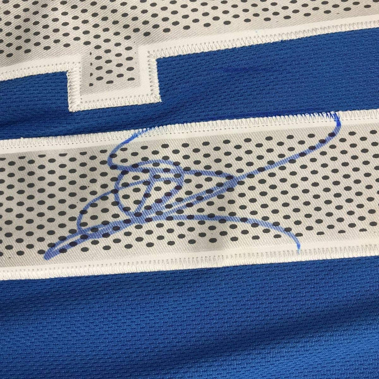 Framed Autographed/Signed Dirk Nowitzki 33x42 Dallas Blue Basketball Jersey PSA/DNA COA