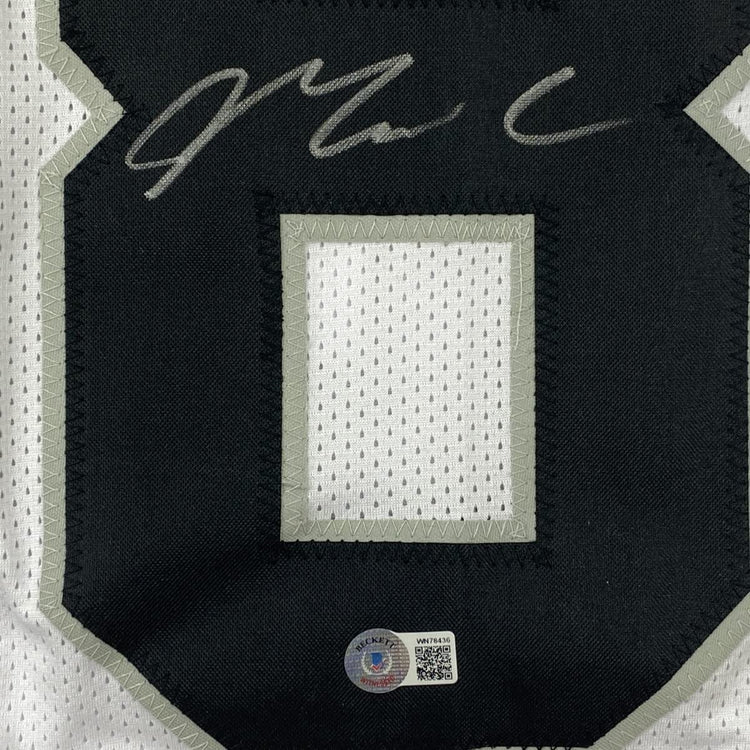 Autographed/Signed Maxx Crosby Las Vegas Oakland White Football Jersey Beckett BAS COA