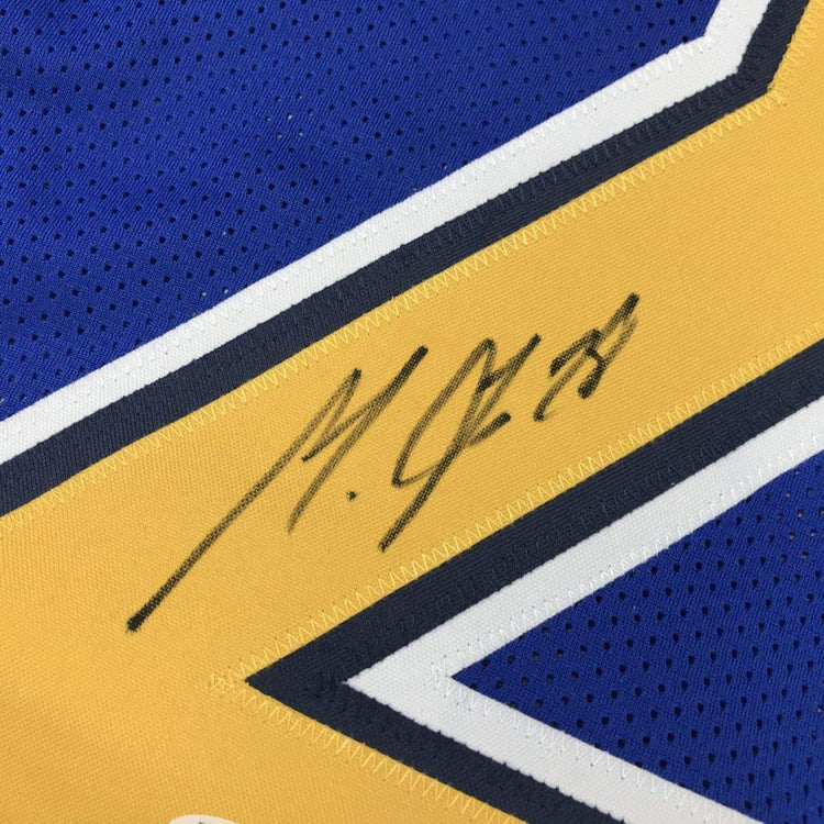 Framed Autographed/Signed Melvin Gordon 33x42 Los Angeles LA Chargers Color Rush Football Jersey Beckett BAS COA
