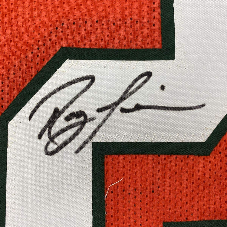 Autographed/Signed Ray Lewis Miami Orange College Football Jersey Beckett BAS COA