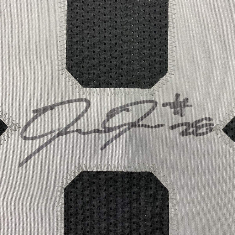 Autographed/Signed Josh Jacobs Las Vegas Oakland Black Football Jersey Beckett BAS COA