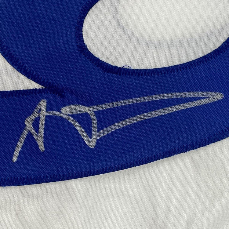 Autographed/Signed Aaron Donald Los Angeles LA White Football Jersey JSA COA