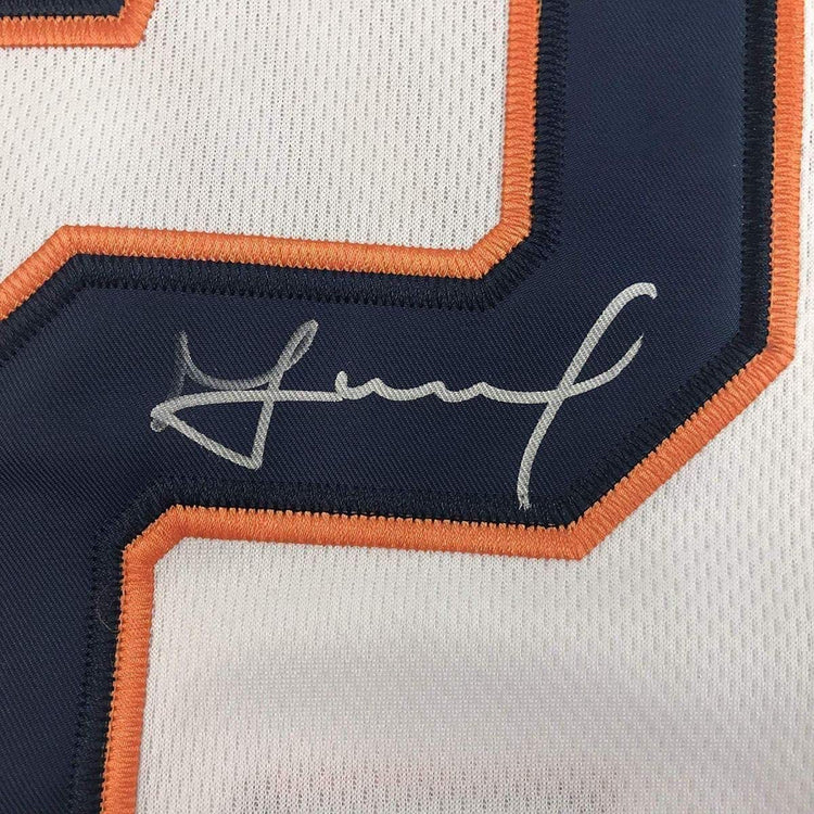 Framed Autographed/Signed Jose Altuve 33x42 Houston White Baseball Jersey JSA COA