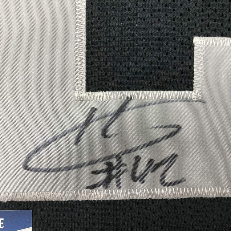 Framed Autographed/Signed Karl Joseph 33x42 Oakland Black Football Jersey Beckett BAS COA