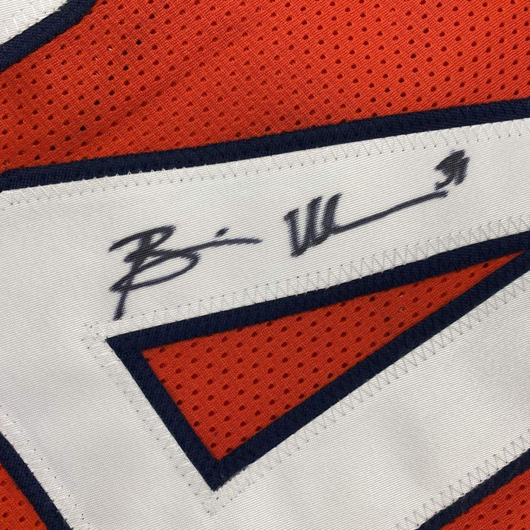 Framed Autographed/Signed Brian Urlacher 33x42 Chicago Bears Orange Football Jersey JSA COA