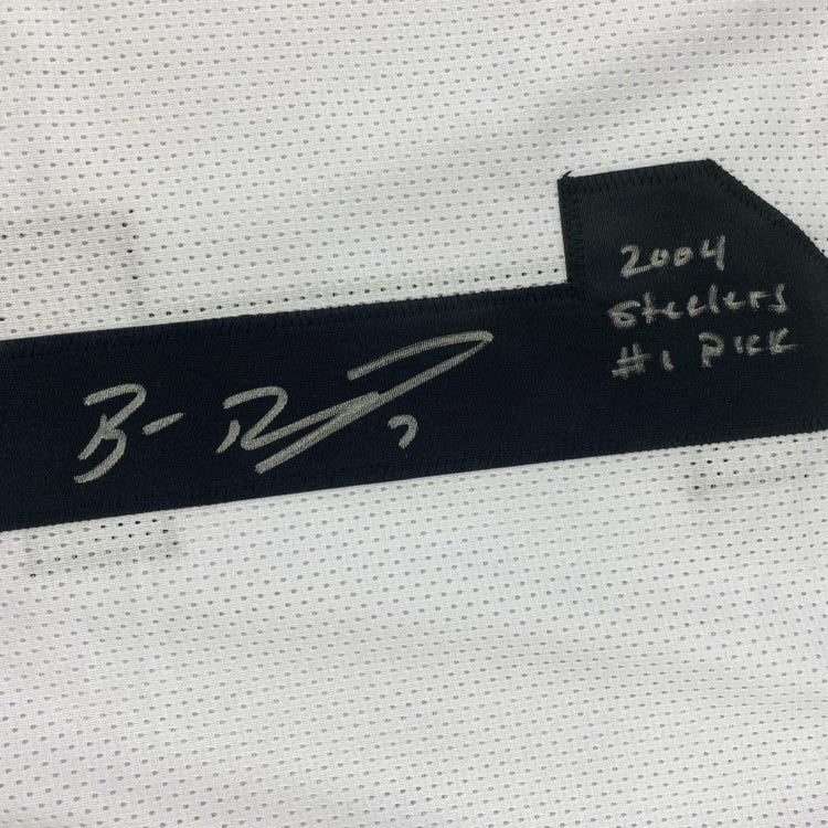 Autographed/Signed Ben Roethlisberger #1 Pittsburgh White Football Jersey Steiner Sports COA Holo Only