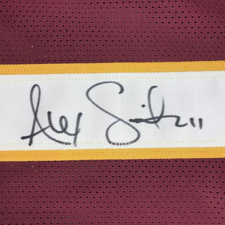 Framed Autographed/Signed Alex Smith 33x42 Washington Burgundy Football Jersey JSA COA