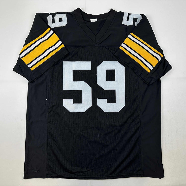 Facsimile Autographed Jack Ham Pittsburgh Black Reprint Laser Auto Football Jersey Size Men's XL