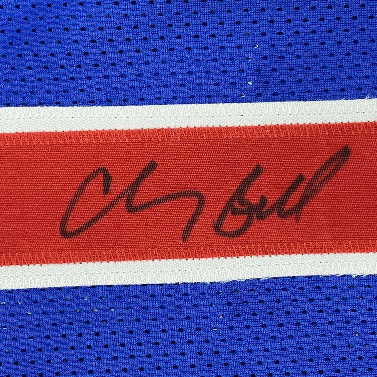 Autographed/Signed Chauncey Billups Detroit Blue Stat Basketball Jersey JSA COA
