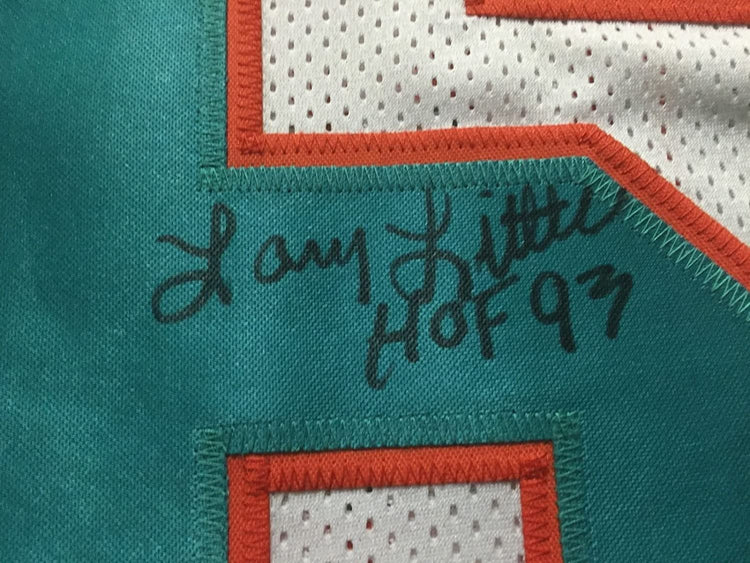 Autographed/Signed Larry Little"HOF 93" Miami White Football Jersey JSA COA