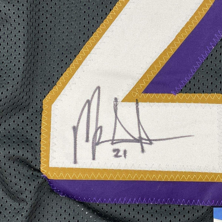 Framed Autographed/Signed Mark Ingram II 33x42 Baltimore Black Football Jersey Beckett BAS COA