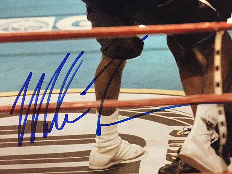 Autographed/Signed Mike Tyson vs. Evander Holyfield Bite Biting Boxing 16x20 Photo JSA COA