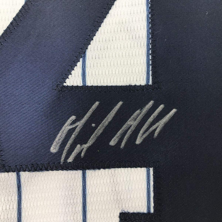 Framed Autographed/Signed Miguel Andujar 33x42 New York Pinstripe Majestic Baseball Jersey Beckett BAS COA