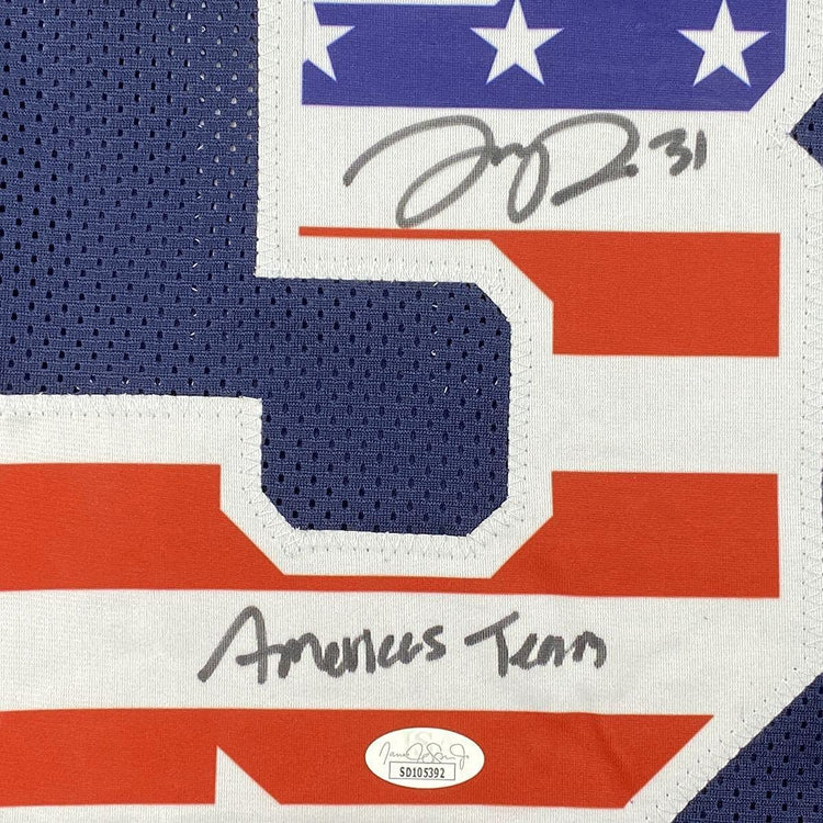 Framed Autographed/Signed Trevon Diggs 33x42 America's Team Dallas Blue Football Jersey JSA COA