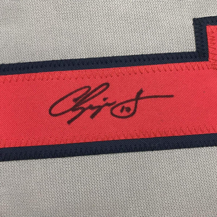 Autographed/Signed Chipper Jones Atlanta Grey Baseball Jersey JSA COA