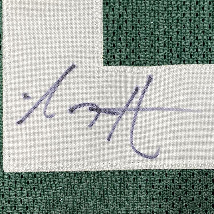 Framed Autographed/Signed AJ A.J. Hawk 33x42 Green Bay Green Football Jersey JSA COA