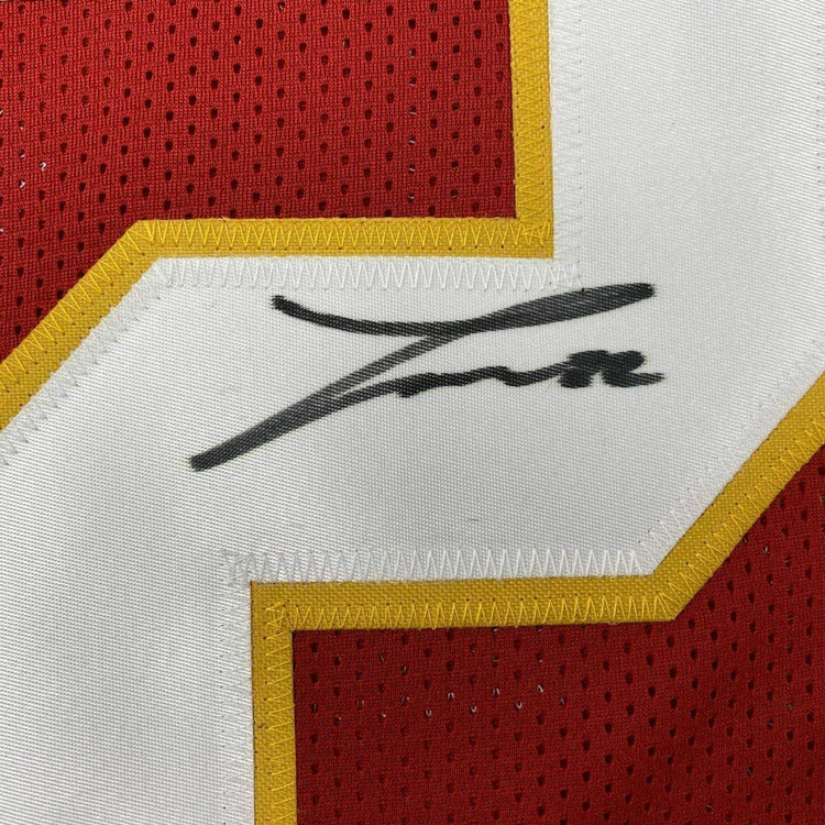 Framed Autographed/Signed Tyrann Mathieu 33x42 Kansas City Red Football Jersey PSA/DNA COA
