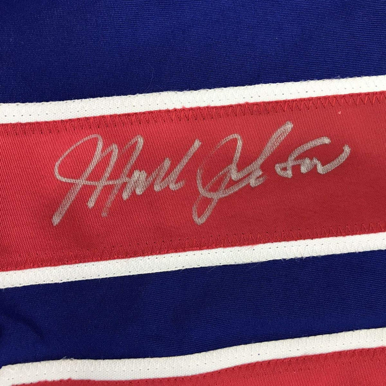 Autographed/Signed Mark Johnson Blue Team USA Miracle On Ice 1980 Olympics Hockey Jersey JSA COA