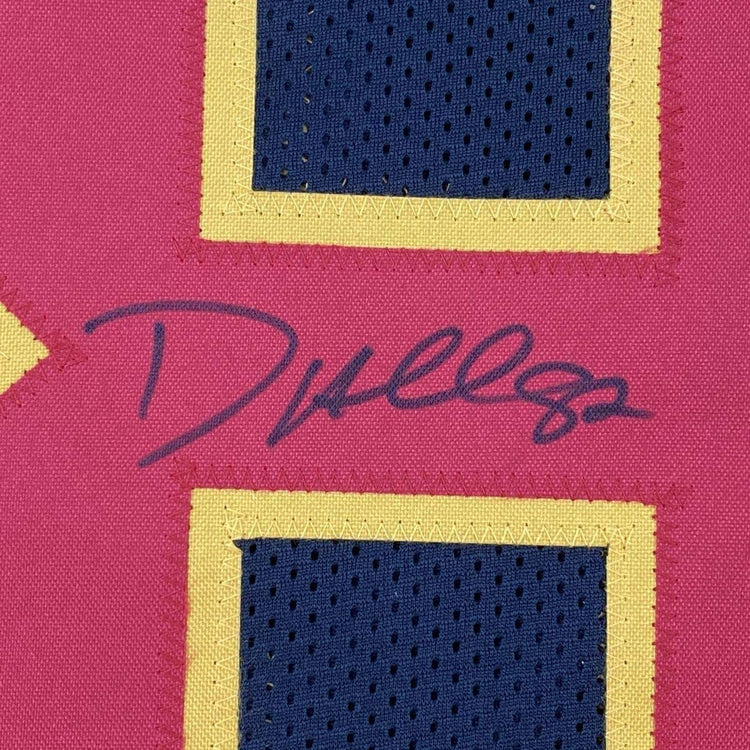 Framed Autographed/Signed Dante Hall 33x42 Kansas City Black Football Jersey JSA COA