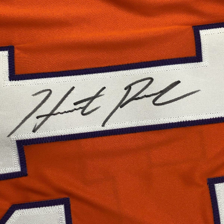 Framed Autographed/Signed Hunter Renfrow 33x42 Clemson Orange College Football Jersey Beckett BAS COA