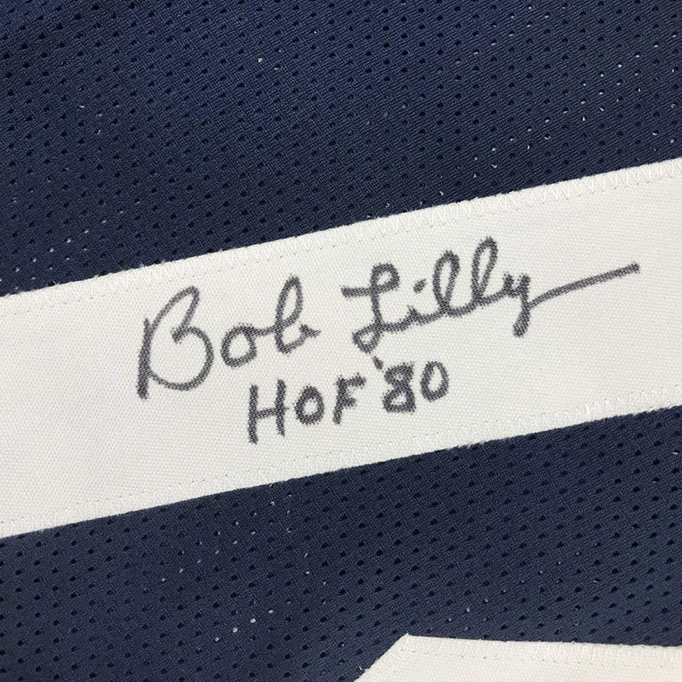 Framed Autographed/Signed Bob Lilly HOF 80 33x42 Dallas Thanksgiving Day Football Jersey JSA COA