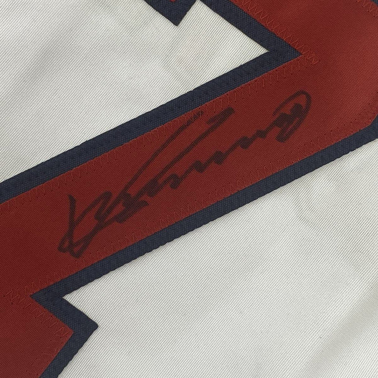Framed Autographed/Signed Vladimir Vlad Guerrero 33x42 Los Angeles LA Anaheim White Baseball Jersey JSA COA
