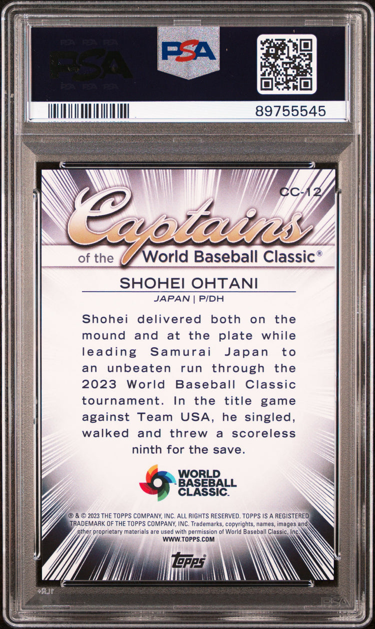 Graded 2023 Topps WBC Shohei Ohtani #CC12 Captains of the WBC Baseball Card PSA 10 Gem Mint
