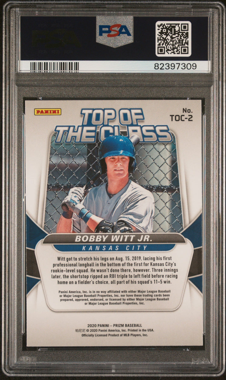 Graded 2020 Panini Prizm Bobby Witt Jr. #TOC2 Top Of The Class Rookie RC Baseball Card PSA 10 Gem Mint