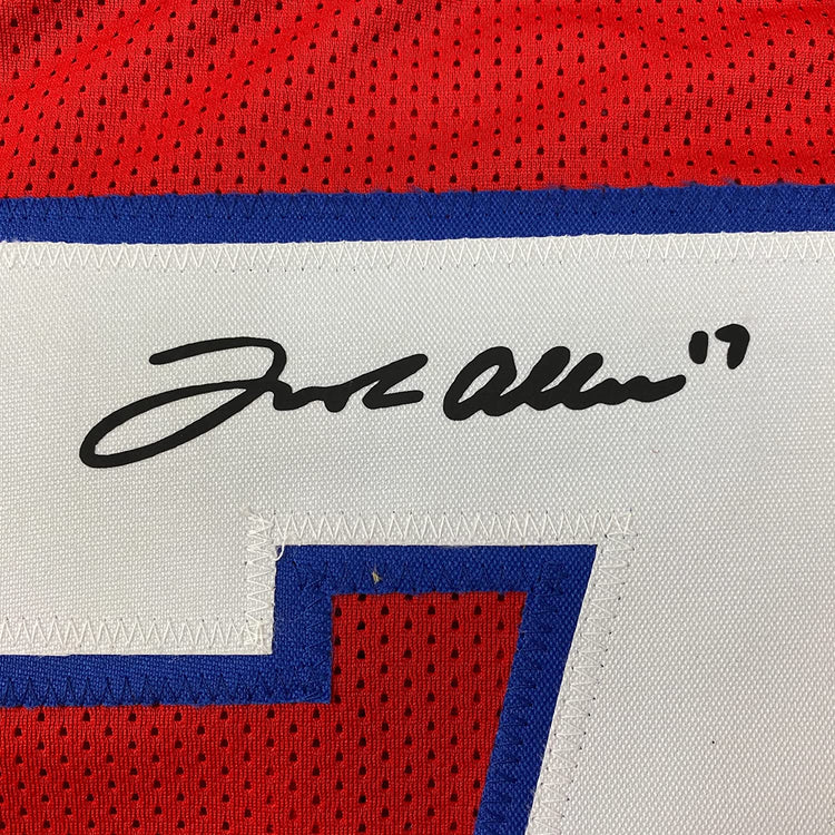 Framed Facsimile Autographed Josh Allen 35x39 Buffalo Red Reprint Laser Auto Football Jersey Size Men's XL