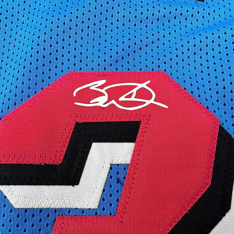 Framed Facsimile Autographed Dwyane Wade 35x39 Miami Blue Vice City Reprint Laser Auto Basketball Jersey