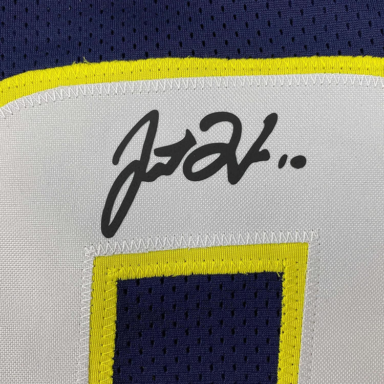 Framed Facsimile Autographed Justin Herbert 35x39 Los Angeles LA Dark Blue Reprint Laser Auto Football Jersey