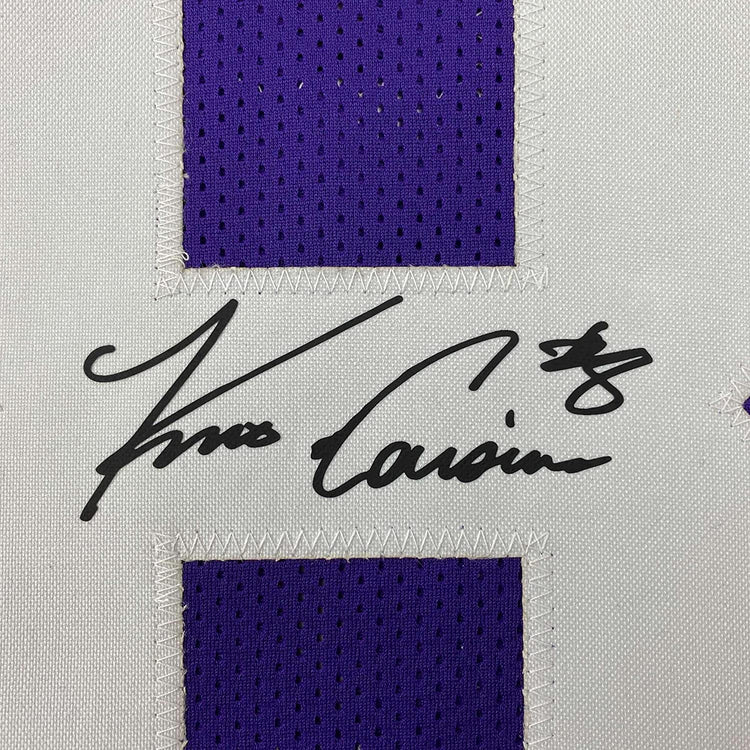 Framed Facsimile Autographed Kirk Cousins 35x39 Minnesota Purple Reprint Laser Auto Football Jersey Size Men's XL