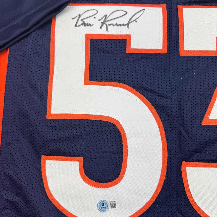Framed Autographed/Signed Bill Romanowski 35x39 Denver Blue Football Jersey Beckett BAS COA