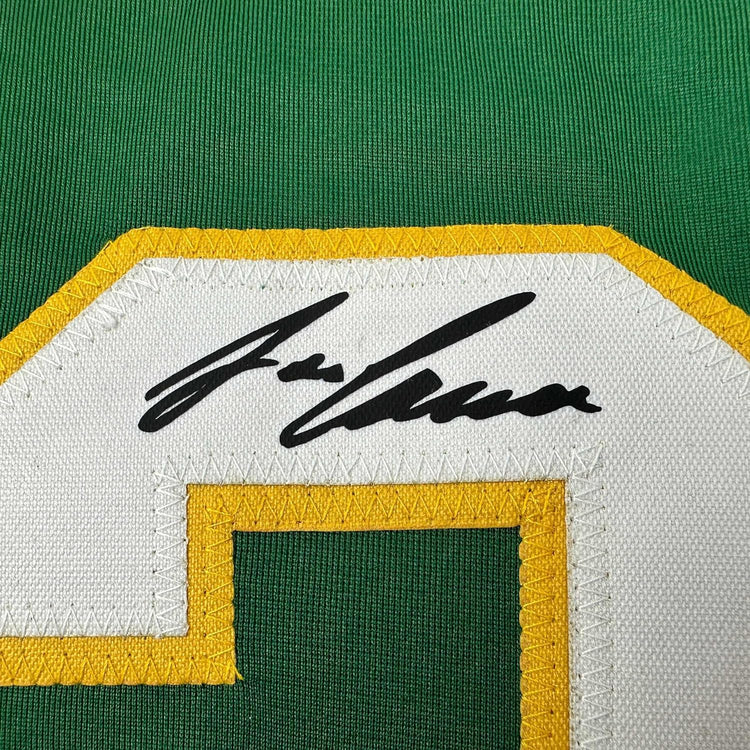 Framed Facsimile Autographed Jose Canseco 35x39 Oakland Green Reprint Laser Auto Baseball Jersey