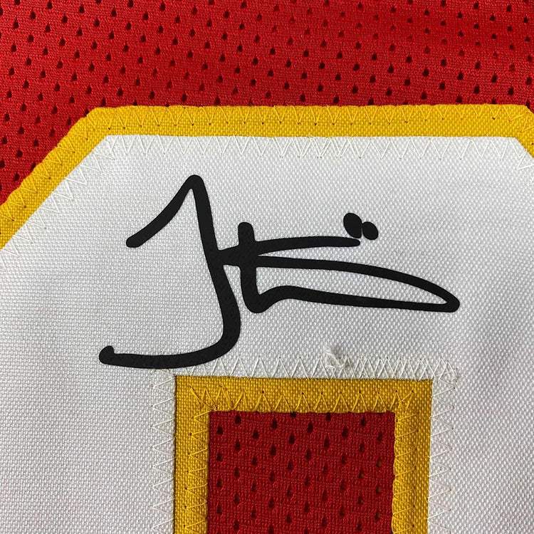 Framed Facsimile Autographed Tyreek Hill 35x39 Kansas City Red Reprint Laser Auto Football Jersey Size Men's XL