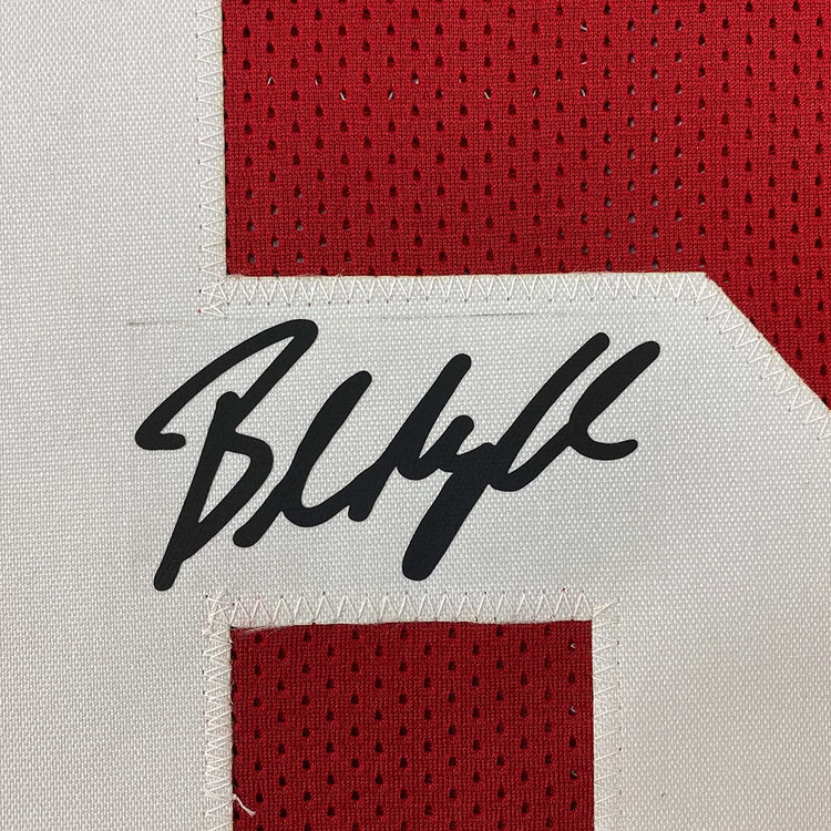 Framed Facsimile Autographed Baker Mayfield 35x39 Oklahoma Red Reprint Laser Auto College Football Jersey Size Men's XL