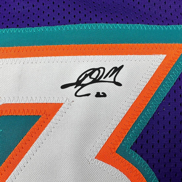Framed Facsimile Autographed Karl Malone 35x39 Utah Jazz Reprint Laser Auto Basketball Jersey
